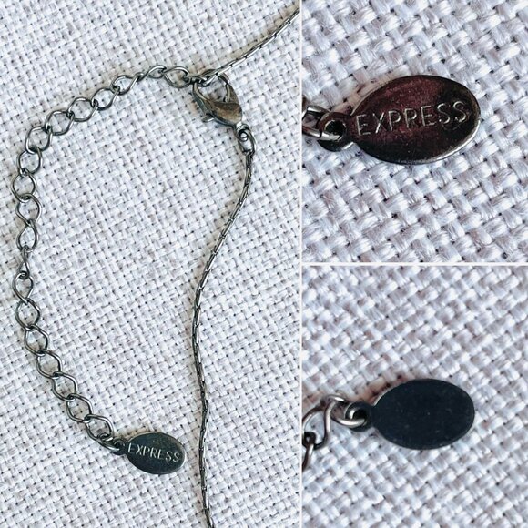 Express Long Black Chain Necklace 10 to 15mm Grey Beads 41" to 44" w/ Extender - Picture 5 of 8